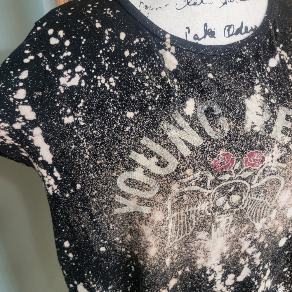 Ralph Lauren Denim Supply Custom Bleached DIY Cropped Y2K Young Rebel Tee Size L - Picture 2 of 8